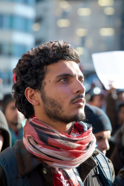 Arab people demonstrating  together