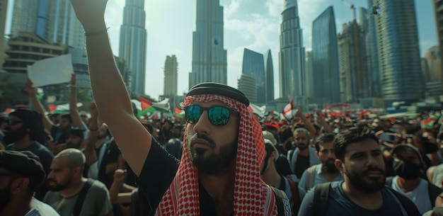 Free photo arab people demonstrating  together