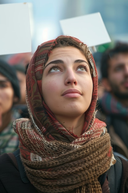 Arab people demonstrating  together