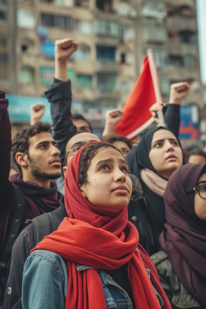 Free Photo arab people demonstrating  together