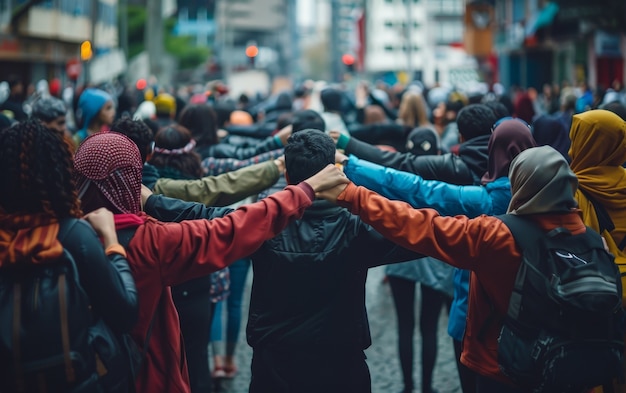 Arab people demonstrating  together