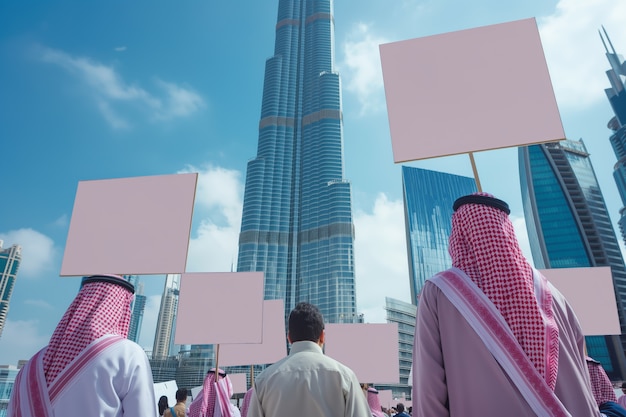 Free photo arab people demonstrating  together