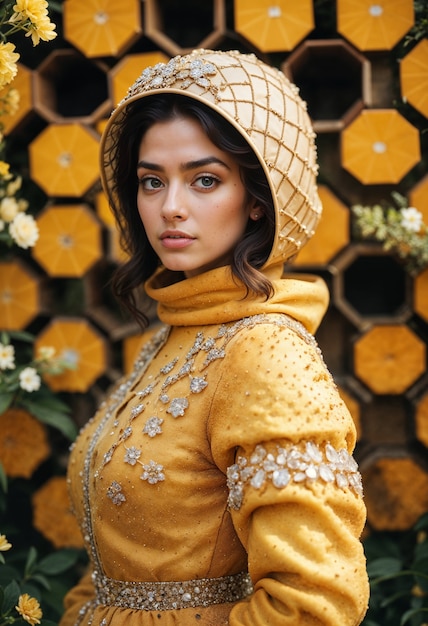 Arabian girl in a fantastic apiary suit