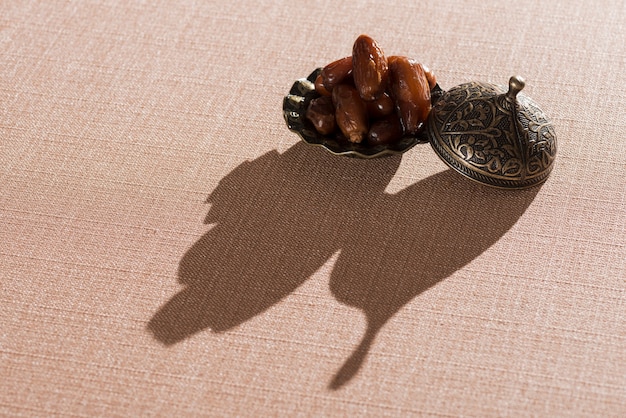 Arabic food composition with shadow for ramadan