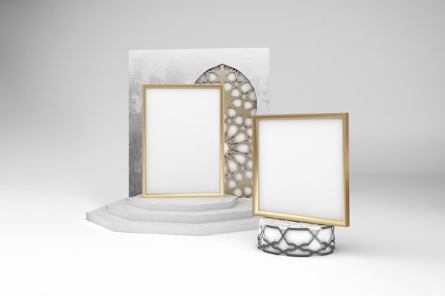 Free photo arabic frames front view in white background