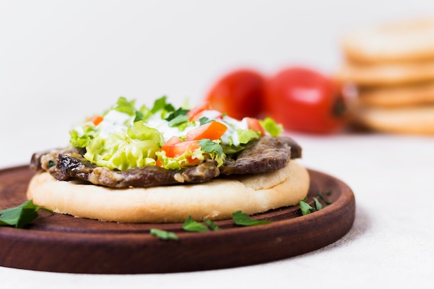 Free Photo arabic kebab sandwich in pita bread