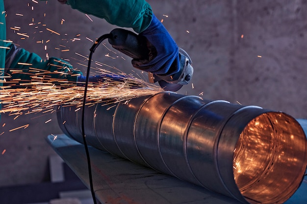 Free photo arc welding of a steel in construction site