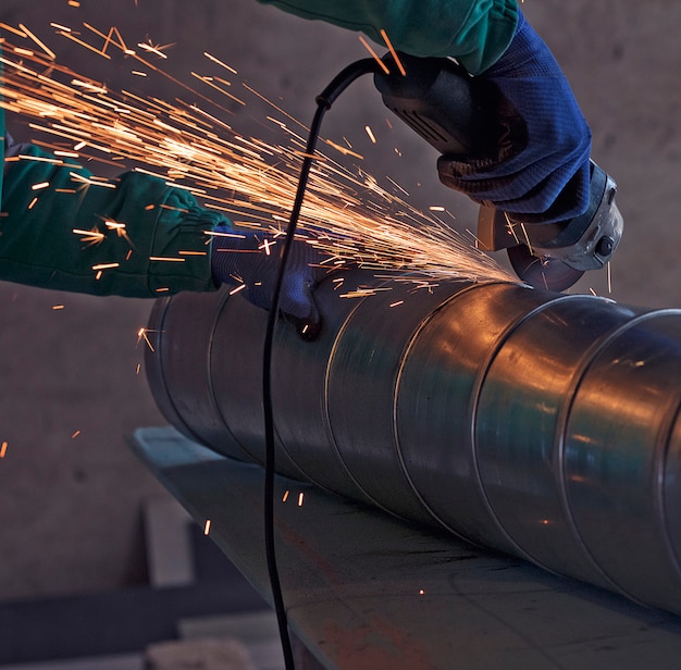 Free Photo arc welding of a steel in construction site