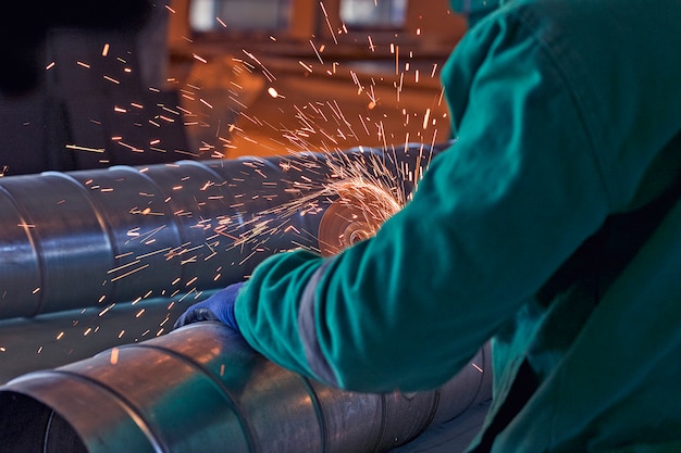 Free photo arc welding of a steel in construction site