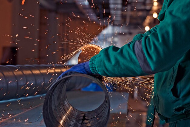 Arc welding of a steel in construction site