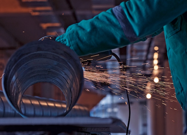 Free photo arc welding of a steel in construction site