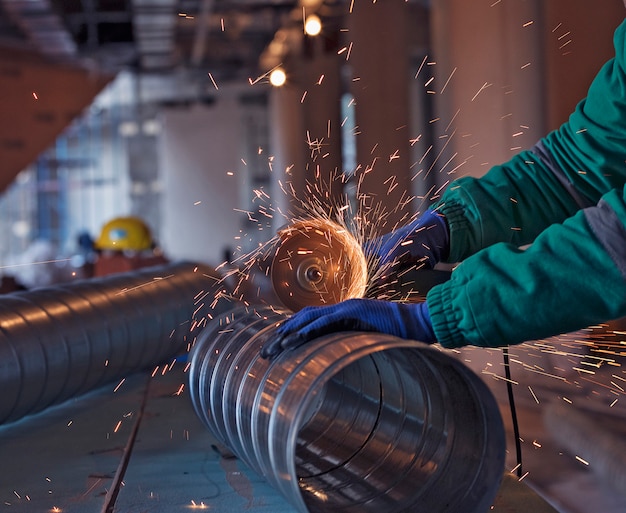 Free Photo arc welding of a steel in construction site