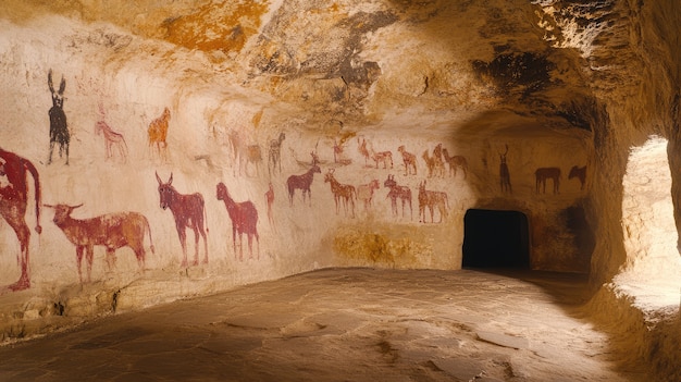 Free Photo archaeological cave paintings