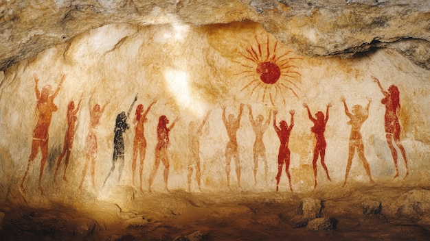 Free Photo archaeological cave paintings