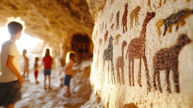 Free photo archaeological cave paintings