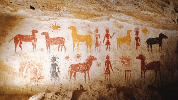 Free Photo archaeological cave paintings