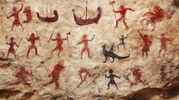 Free photo archaeological cave paintings