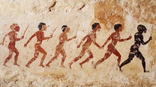 Free photo archaeological cave paintings