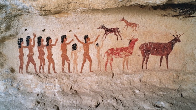 Free photo archaeological cave paintings