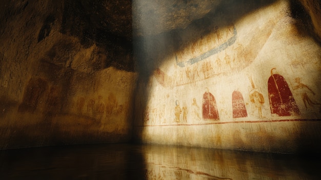 Free photo archaeological cave paintings