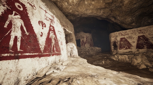 Free photo archaeological cave paintings