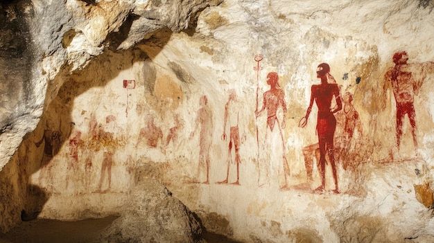 Free photo archaeological cave paintings