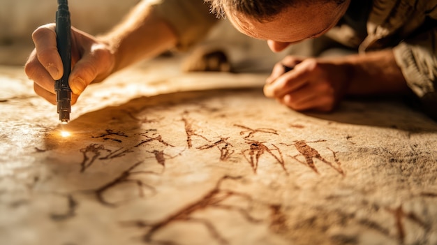 Free photo archaeological cave paintings