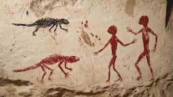 Free photo archaeological cave paintings