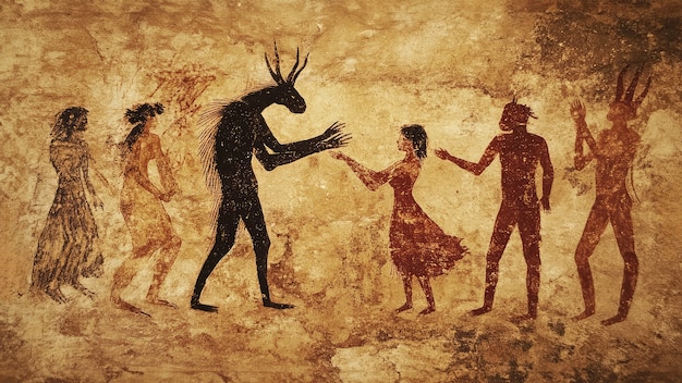 Free photo archaeological cave paintings