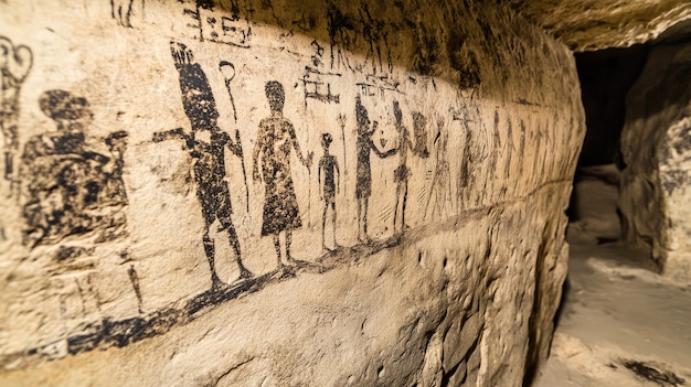 Free photo archaeological cave paintings