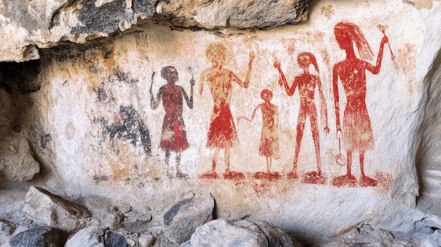 Free photo archaeological cave paintings