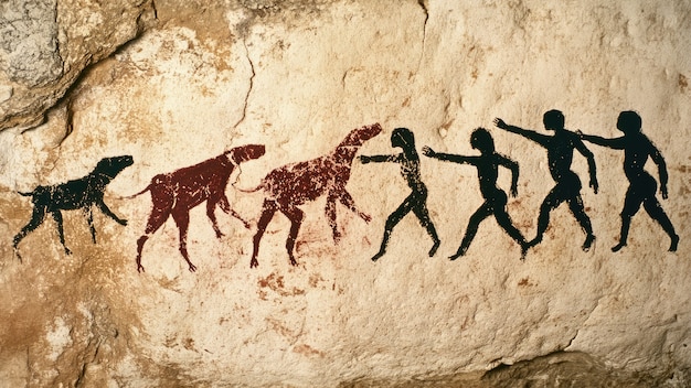 Free photo archaeological cave paintings