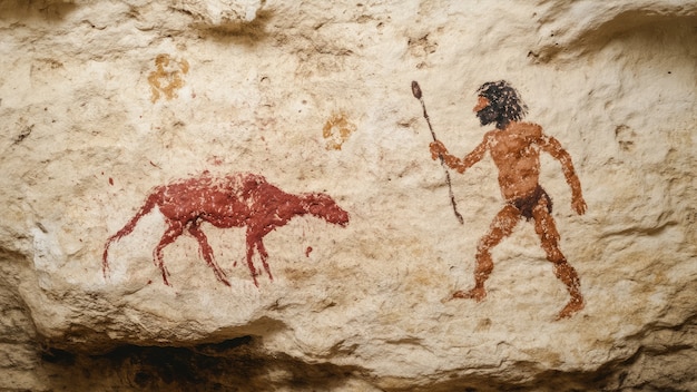 Free photo archaeological cave paintings