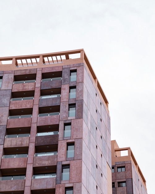 Architectural apartment building in the city with copy space