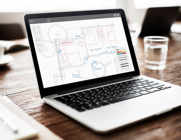 Free Photo architecture plan blueprint layout work concept