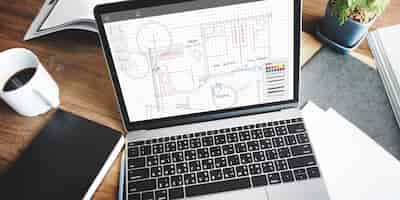 Free photo architecture plan blueprint layout work concept