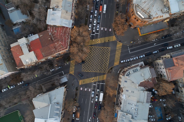 Free photo areal shot of crossing streets