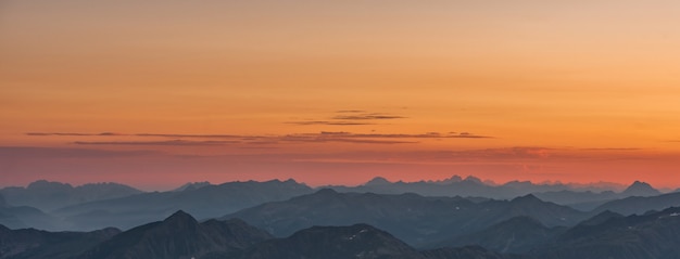 Free Photo areal view of mountains during sunset