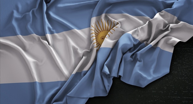 Free photo argentina flag wrinkled on dark background 3d render