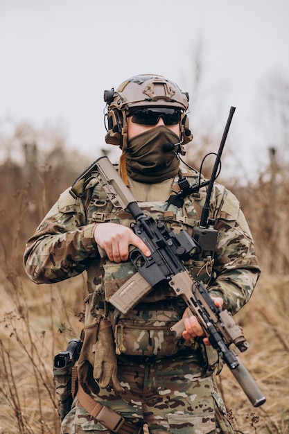 Army soldiers fighting with guns and defending their country