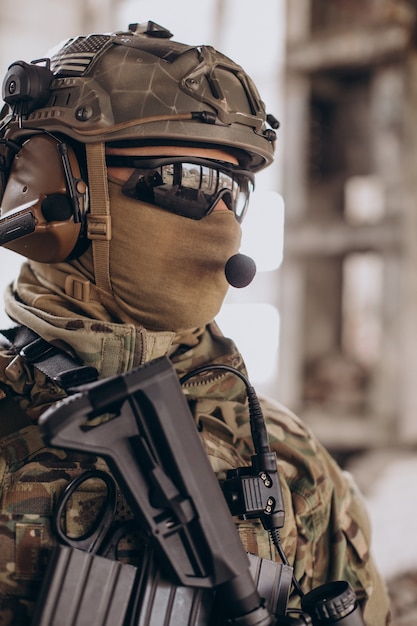 Army soldiers fighting with guns and defending their country