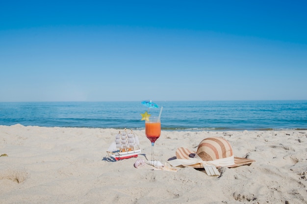 Arranged object on seaside