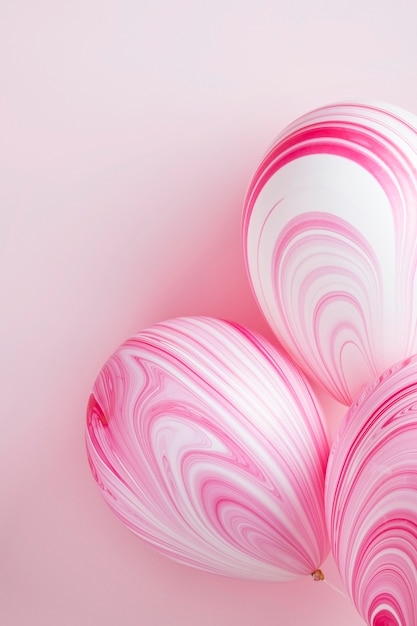 Arrangement of abstract pink balloons