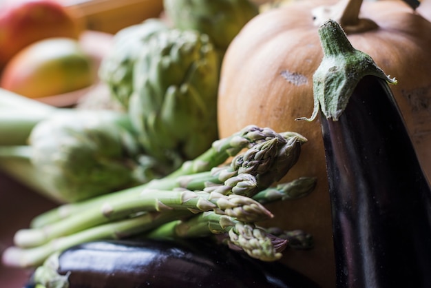 Arrangement of assorted vegetables in daylight