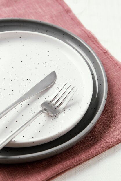 Arrangement of beautiful tableware on the table