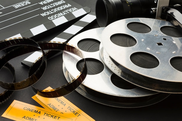 Free Photo arrangement of cinema objects close-up