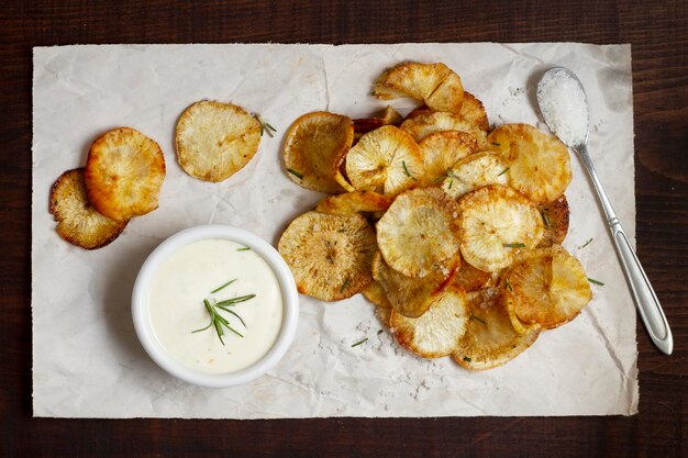 Arrangement of delicious cassava chips