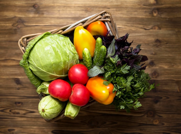 Arrangement of delicious fresh vegetables