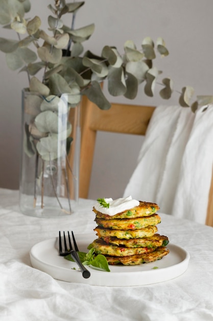 Arrangement of a delicious healthy meal on the table