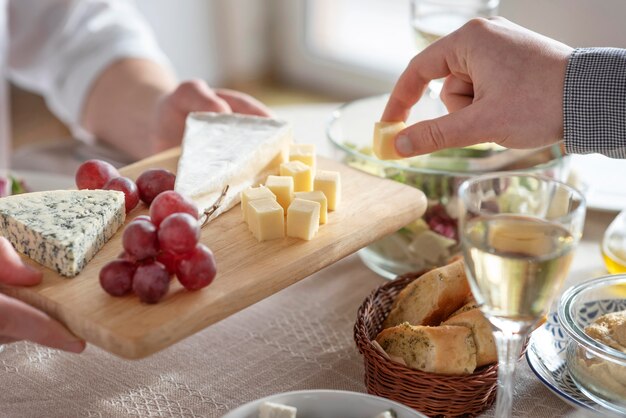 Arrangement of delicious meals on the table